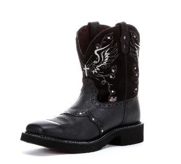 justin black leather boots