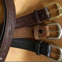 Mens Western Belt Genuine Floral Stamped Leather Available in Oversizes