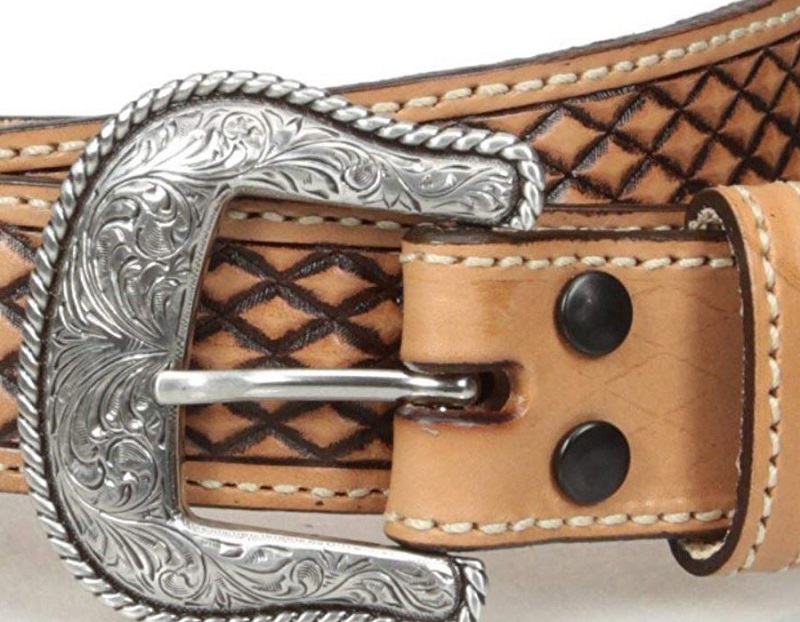 Mens Western Belt Nocona Tan Diamond Stamped