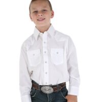 Boys Western Shirt Wrangler White Snap Long Sleeve 204WHSL